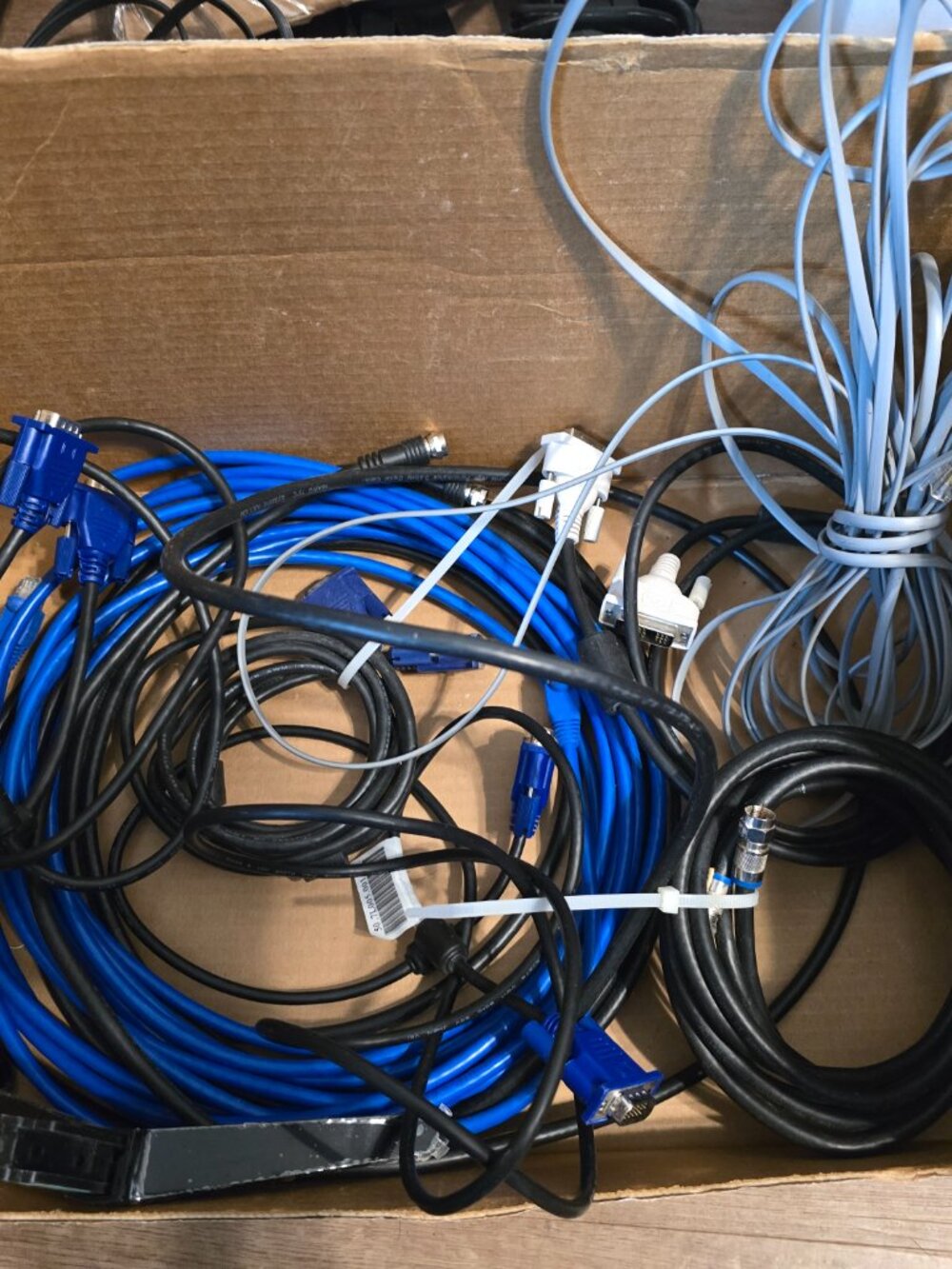 Mixed PC Tech Cable Lot Box VGA DVI Ethernet Coaxial Monitor Networking Cord Set